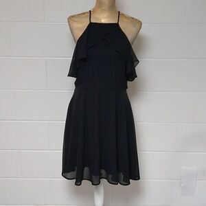 CHARLOTTE RUSSE SLEEVELESS, FIT & FLARE, HALTER, LITTLE BLACK DRESS